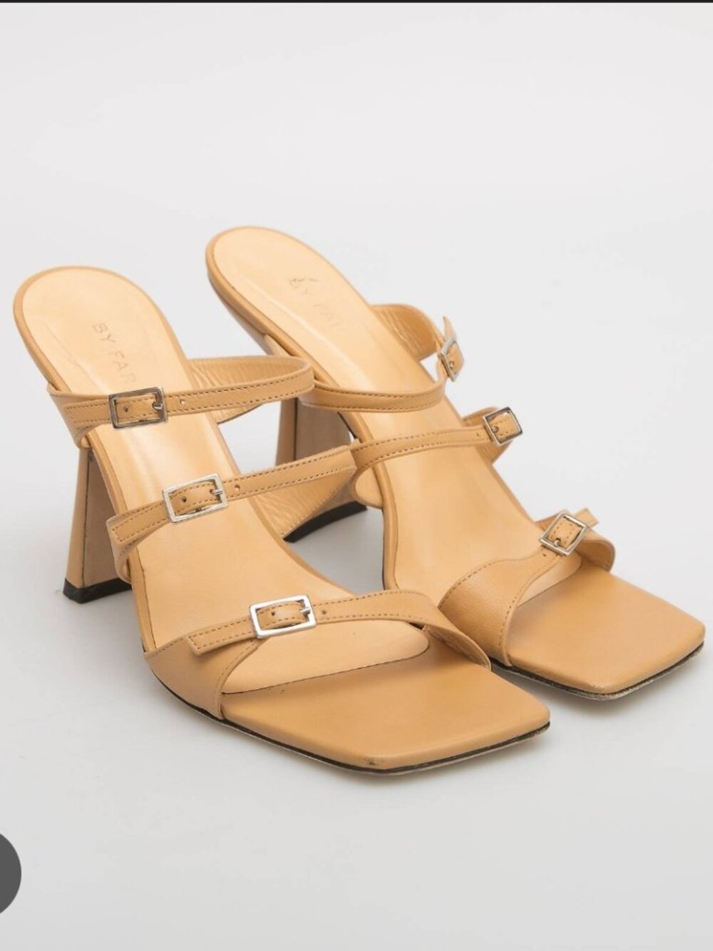 BY FAR Malene Strappy heeled sandals Sz 8 / 39 EUR Beige Cream Leather